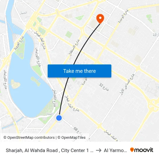 Sharjah, Al Wahda Road, City Center 1 - 02 to Al Yarmook map