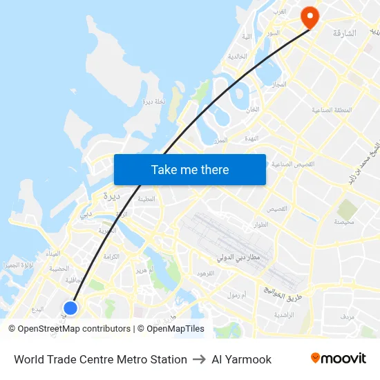 World Trade Centre Metro Station to Al Yarmook map