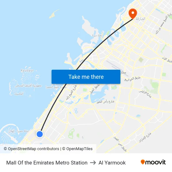 Mall Of the Emirates Metro Station to Al Yarmook map