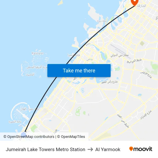 Jumeirah Lake Towers Metro Station to Al Yarmook map