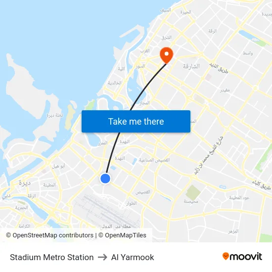 Stadium Metro Station to Al Yarmook map