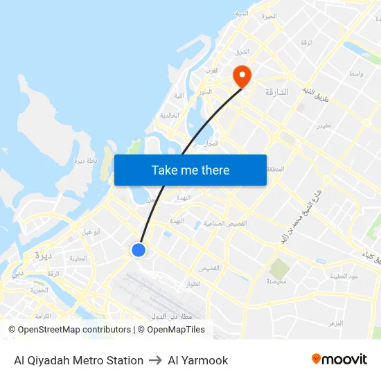 Al Qiyadah Metro Station to Al Yarmook map