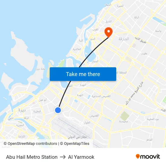 Abu Hail Metro Station to Al Yarmook map