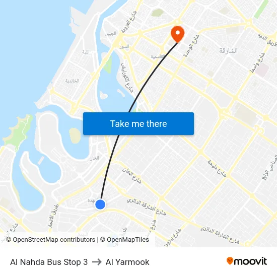 Al Nahda Bus Stop 3 to Al Yarmook map