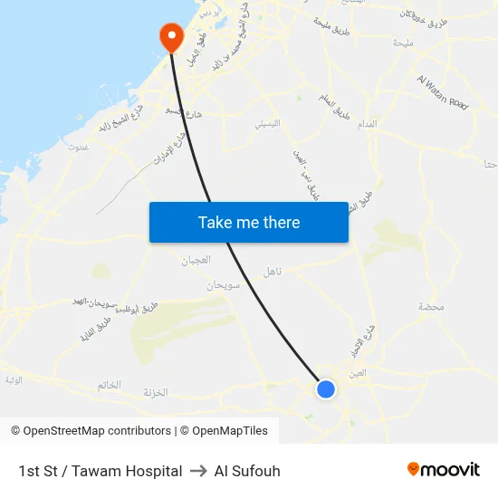 1st Street / Tawam Hospital to Al Sufouh map