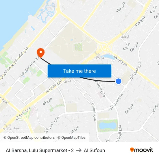 Al Barsha, Lulu Supermarket - 2 to Al Sufouh map