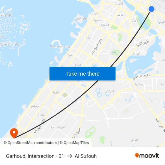Garhoud, Intersection - 01 to Al Sufouh map