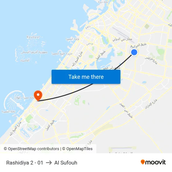Rashidiya 2 - 01 to Al Sufouh map