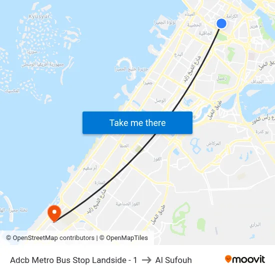 ADCB Metro Bus Stop Landside - 1 to Al Sufouh map