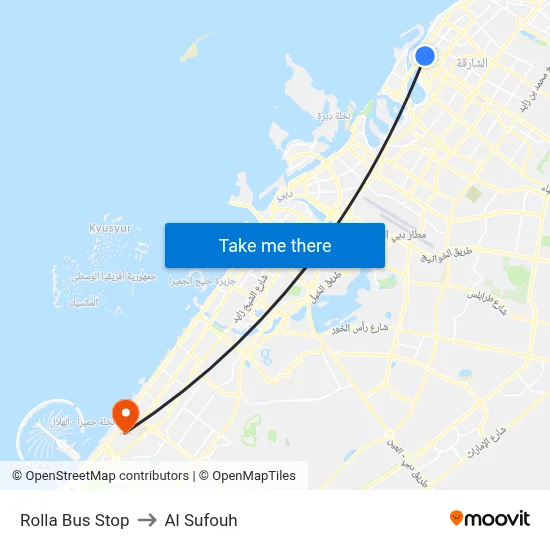 Rolla Bus Stop to Al Sufouh map