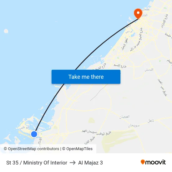 Street 35 / Ministry Of Interior to Al Majaz 3 map
