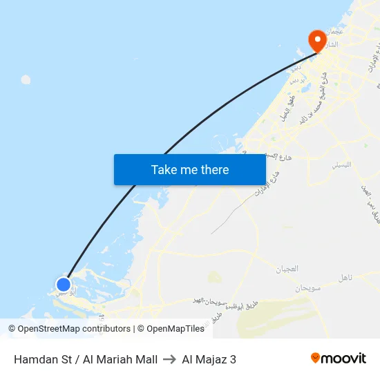 Hamdan St / Al Mariah Mall to Al Majaz 3 map