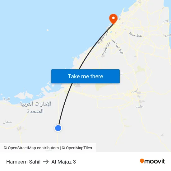 Hameem Sahil to Al Majaz 3 map