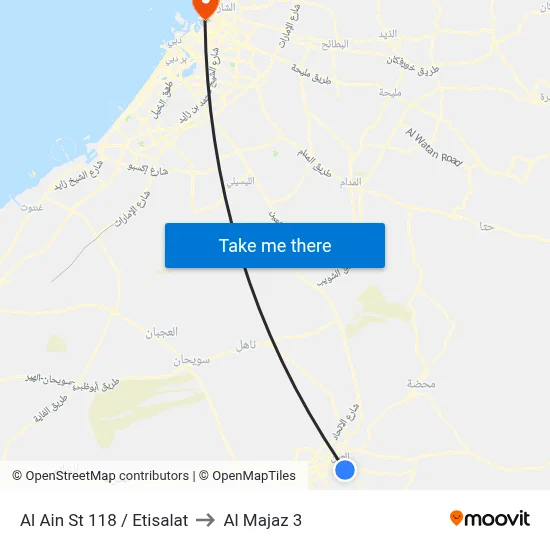 Al Ain St 118 / Etisalat to Al Majaz 3 map