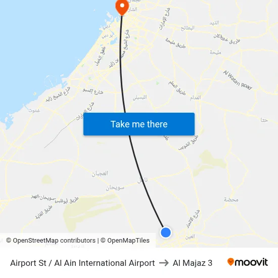 Airport Street / Al Ain International Airport to Al Majaz 3 map