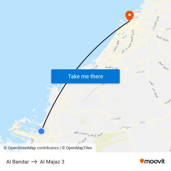 Al Bandar to Al Majaz 3 map