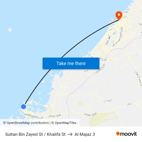 Sultan Bin Zayed Street / Khalifa Street to Al Majaz 3 map