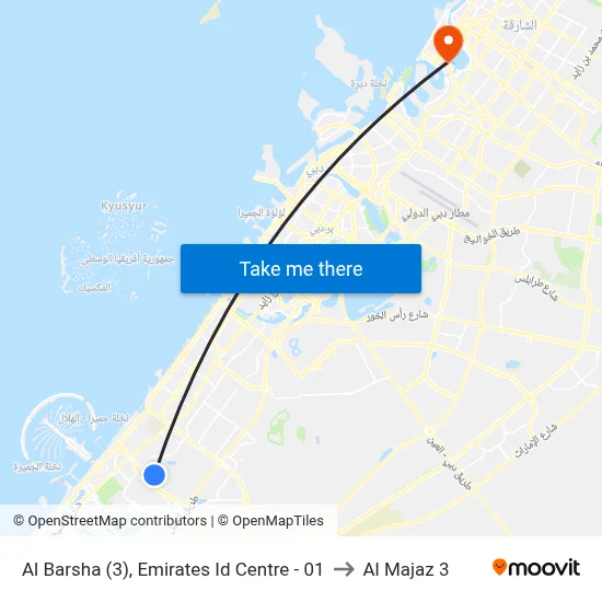 Al Barsha (3), Emirates ID Centre - 01 to Al Majaz 3 map