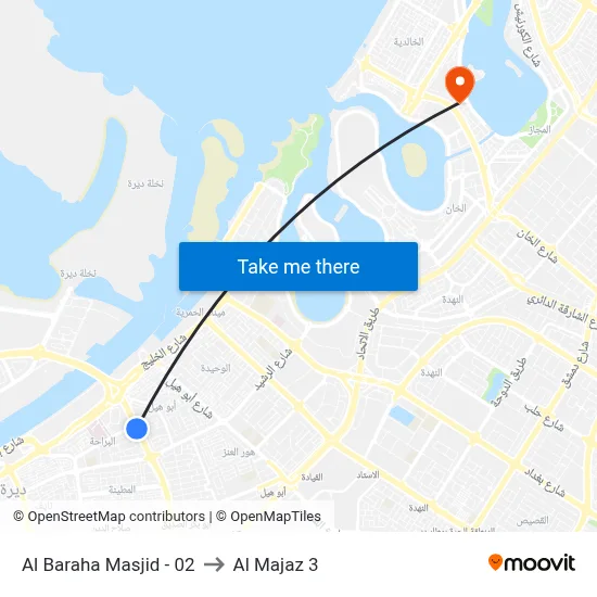 Al Baraha Mosque - 02 to Al Majaz 3 map