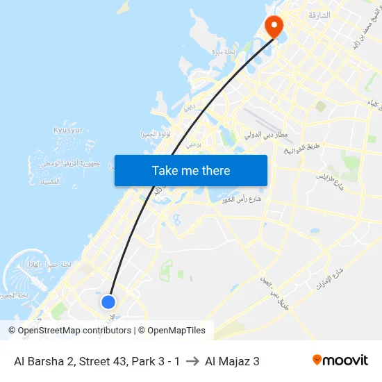 Al Barsha 2, Street 43, Park 3 - 1 to Al Majaz 3 map