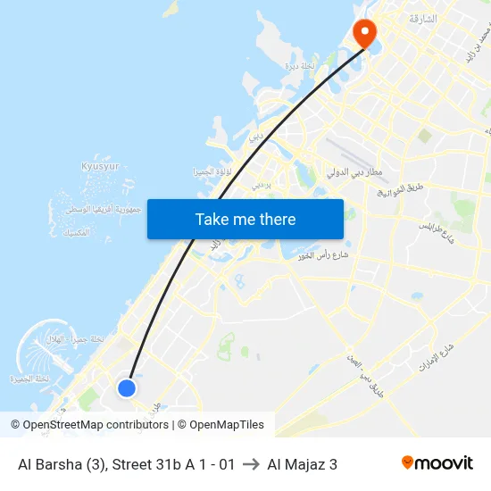 Al Barsha (3), Street 31b A 1 - 01 to Al Majaz 3 map