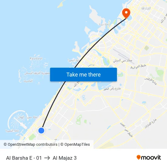 Al Barsha E - 01 to Al Majaz 3 map