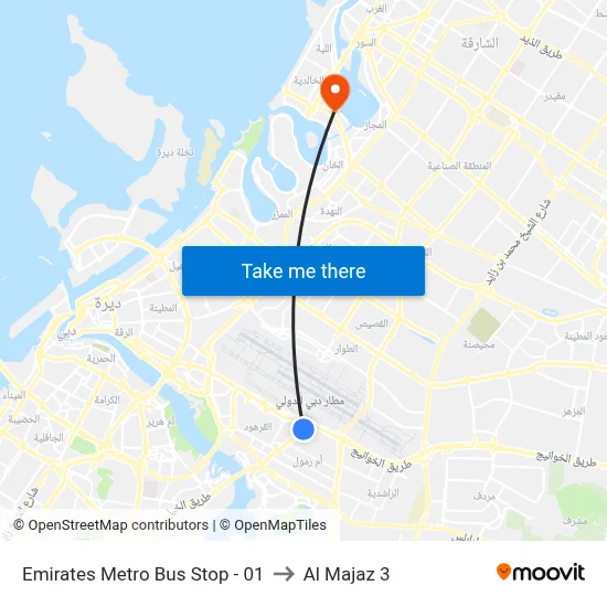 Emirates Metro Bus Stop - 01 to Al Majaz 3 map