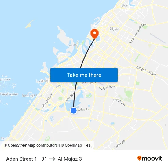 Aden Street 1 - 01 to Al Majaz 3 map