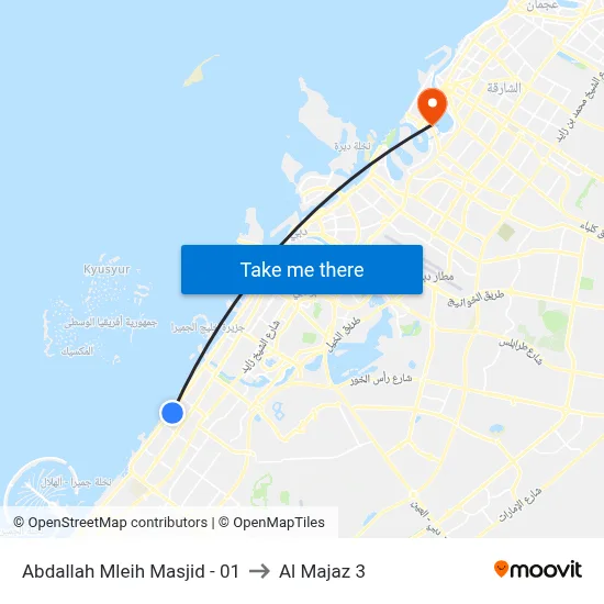 Abdallah Mleih Mosque - 01 to Al Majaz 3 map