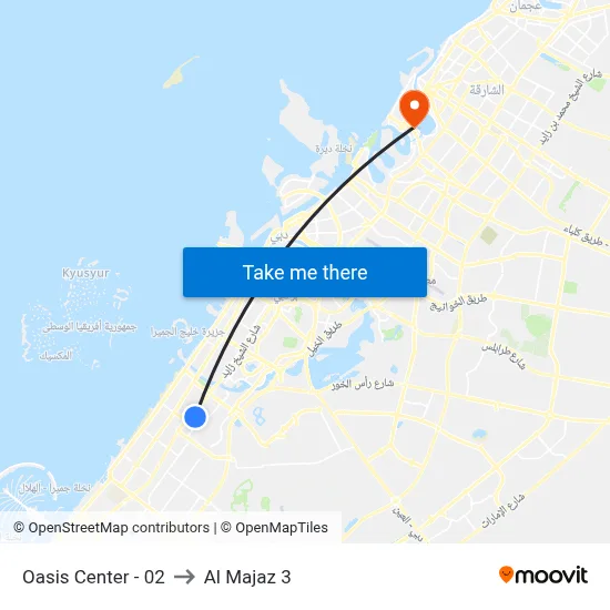 Oasis Center - 02 to Al Majaz 3 map