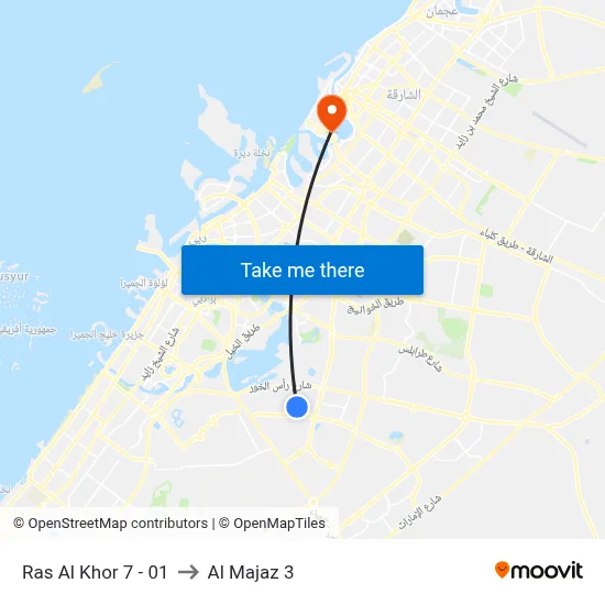 Ras Al Khor 7 - 01 to Al Majaz 3 map