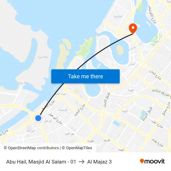 Abu Hail, Al Salam Mosque - 01 to Al Majaz 3 map