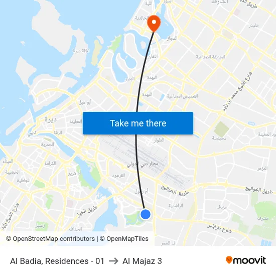 Al Badia, Residences - 01 to Al Majaz 3 map