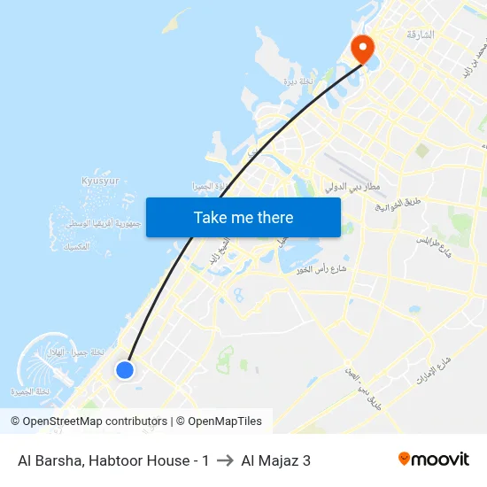 Al Barsha, Habtoor House - 1 to Al Majaz 3 map
