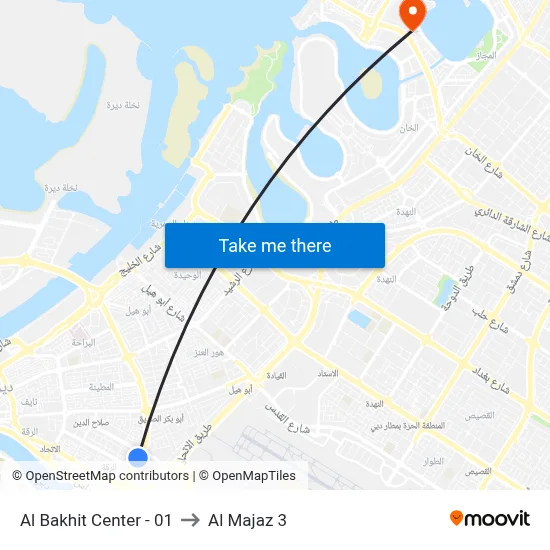 Al Bakhit Center - 01 to Al Majaz 3 map