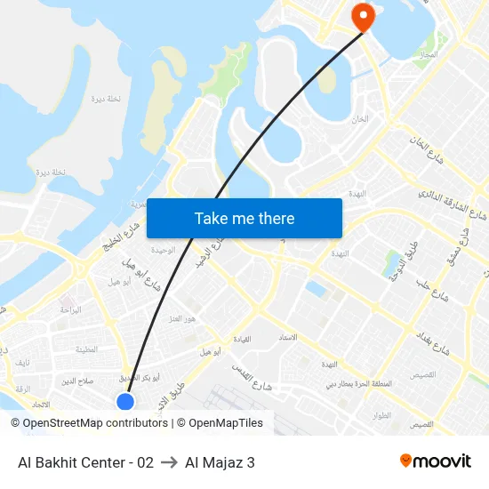 Al Bakhit Center - 02 to Al Majaz 3 map