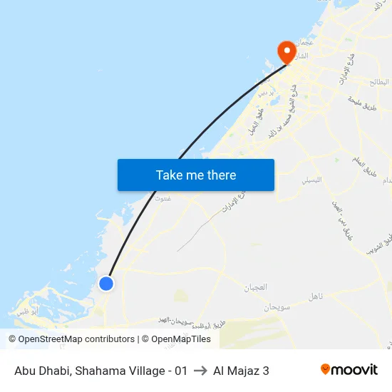 Abu Dhabi, Shahama Village - 01 to Al Majaz 3 map