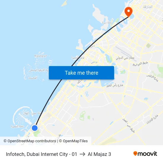 Infotech, Dubai Internet City - 01 to Al Majaz 3 map