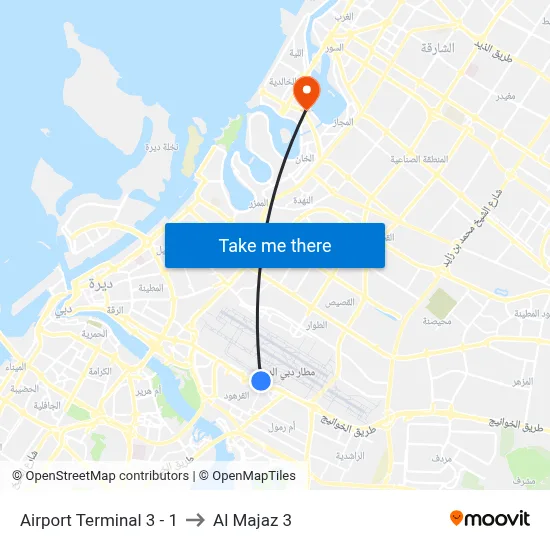 Airport Terminal 3 - 1 to Al Majaz 3 map
