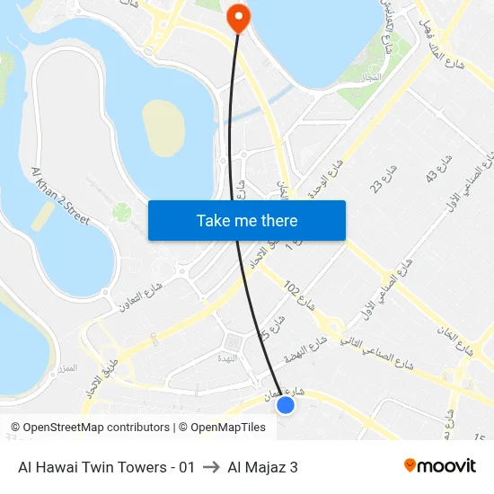 Al Hawai Twin Towers - 01 to Al Majaz 3 map