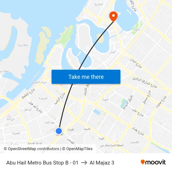 Abu Hail Metro Bus Stop B - 01 to Al Majaz 3 map