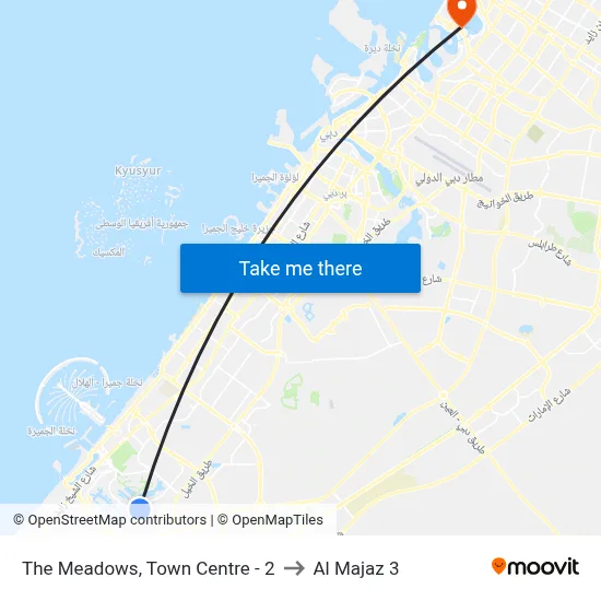 The Meadows, Town Centre - 2 to Al Majaz 3 map