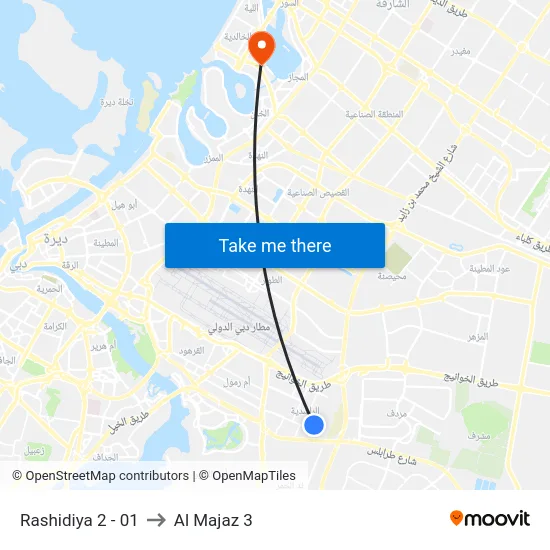 Rashidiya 2 - 01 to Al Majaz 3 map