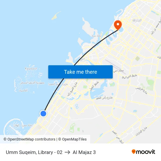 Umm Suqeim, Library - 02 to Al Majaz 3 map