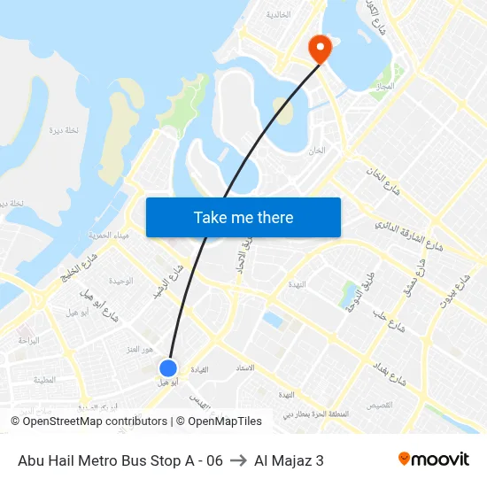 Abu Hail Metro Bus Stop A - 06 to Al Majaz 3 map