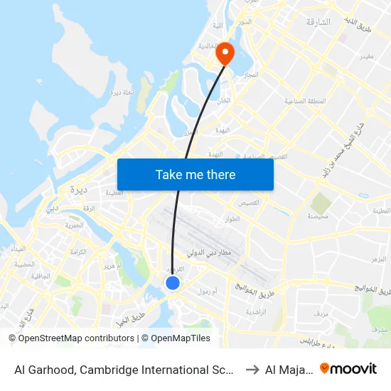 Al Garhoud, Cambridge International School - 01 to Al Majaz 3 map