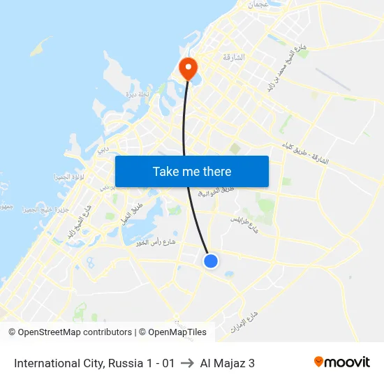 International City, Russia 1 - 01 to Al Majaz 3 map