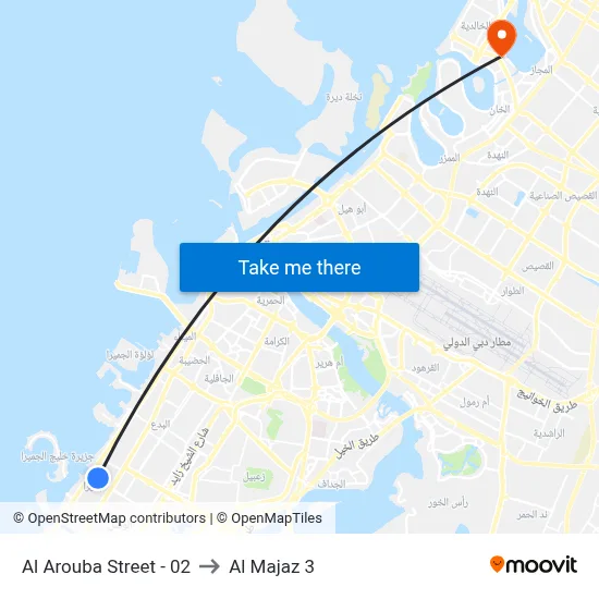 Al Arouba Street - 02 to Al Majaz 3 map
