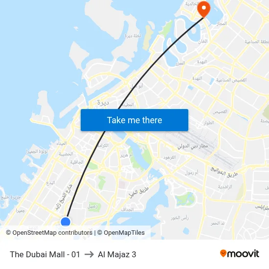 The Dubai Mall - 01 to Al Majaz 3 map