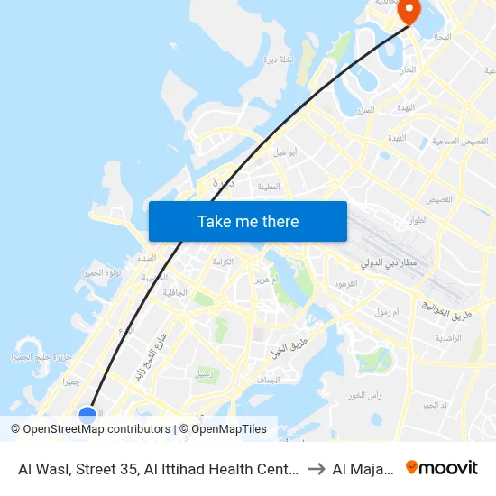Al Wasl, Street 35,  Al Ittihad Health Center - 1 to Al Majaz 3 map